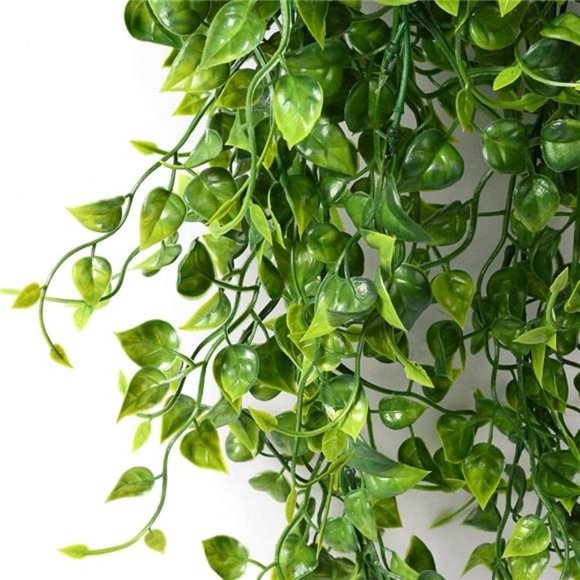 2pcs Artificial Hanging Plants 32-in Fake Hanging Plant Fake Ivy Vine Outdoor - Picture 4 of 7